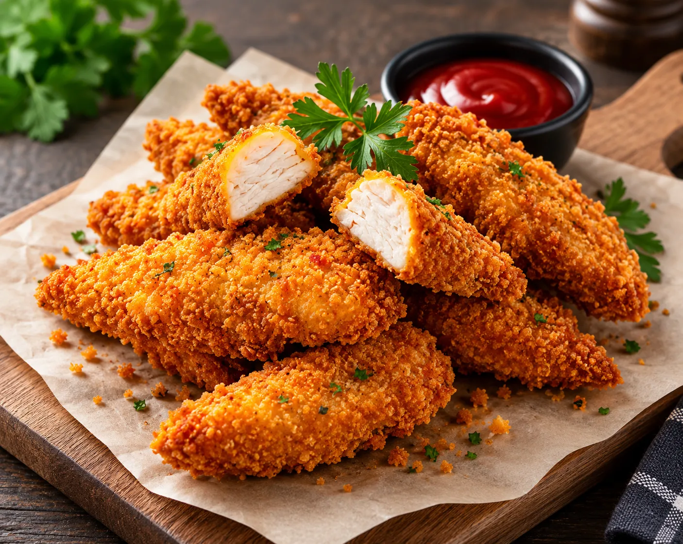 Hand-breaded Alberta chicken fingers at Cravings And Delight in Edmonton, AB